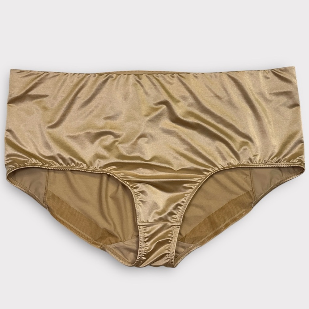 Secret Solutions Second Skin Satin Plus Size 4X Beige Golden Panties Shaper